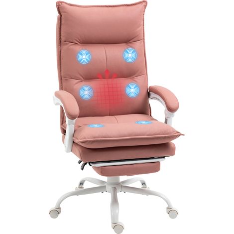 Sedia da ufficio massaggiante e riscaldata, sedia da ufficio, altezza regolabile, schienale reclinabile, 66x74x121,5 cm rosa
