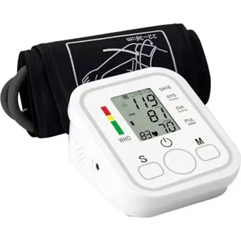 Tensiomètre bras haut avec écran LCD, mesure automatique de la pression artérielle et fréquence cardiaque, usage domestique