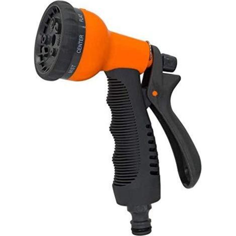 Pistolet d'arrosage avec buse, 8 modes de jet réglables, poignée ergonomique en caoutchouc, pulvérisateur (1/5)