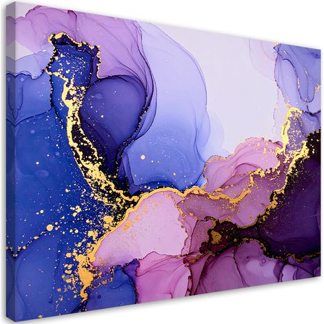 Stampe su Tela, Opera astratta realizzata in marmo viola e blu. - 60x40 (1/2)