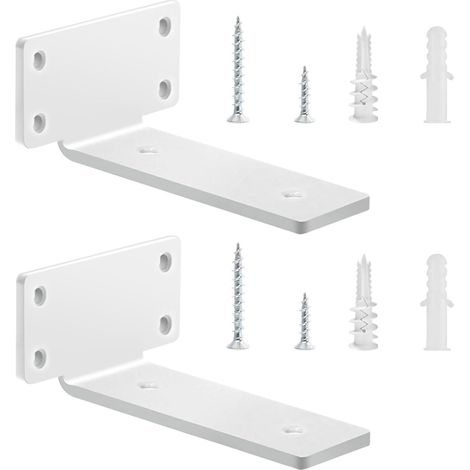Lot de 2 Supports étagère, 15cm, Acier robuste, Capacité 75kg, Fixation murale, Salon Cuisine (1/5)