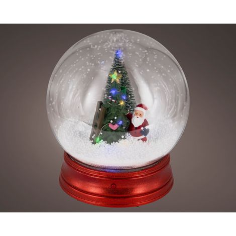 Palla di neve LED con albero D 20,5 cm altezza 22,5 cm rosso Peraga Christmas