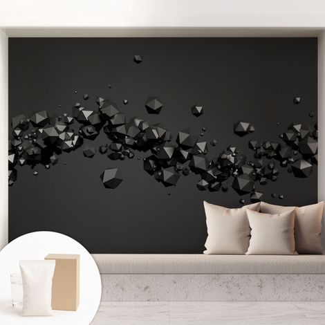 Papier peint intissé décoratif pour chambre et salon Design moderne à poser facilement - Colle incluse gratuite Solides noirs 208x146 cm (1/5)