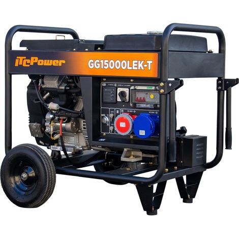 Itc Power – Groupe électrogène de chantier 15 kVA – Démarreur électrique – Régulation AVR – 400V/230V – Réservoir 22,5L – Autonomie 9h à 50%
