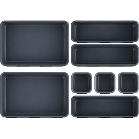 8 Boîte de rangement, 3 tailles, plastique antidérapant, organisateur de tiroir, combinaison DIY, cuisine salle de bain bureau (1/5)