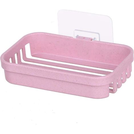 Distributeur de savon mural auto-drainant sans trace, garde le savon sec et facile à nettoyer – Pour douche et salle de bain, rose–DELKEVIC (1/5)