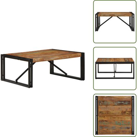 vidaXL Table basse multicolore 80x80x35 cm bois de récupération massif (1/5)