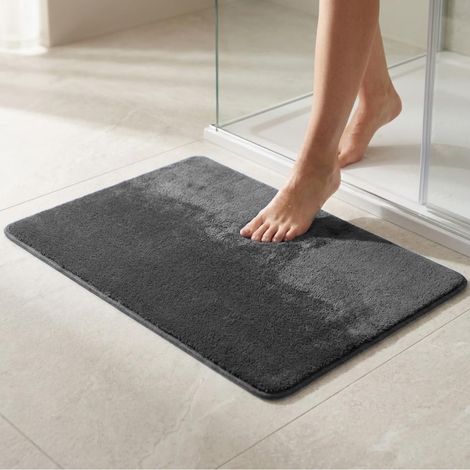 Tapis de bain antidérapant Entrée Tapis magique en microfibre Lavable en machine Tapis de bain Douche Les tapis modernes 50 x 80 cm gris (1/5)