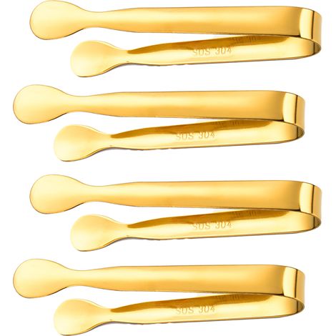 Lot de 4 Pinces de service, Acier inoxydable, Résistant à la corrosion, Pour sucre et glaçons, Cuisine et fêtes (1/5)