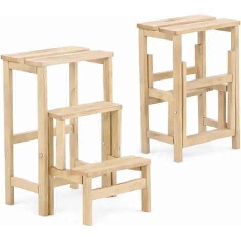 Escalera de madera de haya plegable 3 peldaños 58x38x24