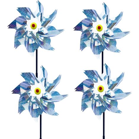 4 Piece Effaroucheur Oiseaux Decoration Jardin Pic Anti Pigeon Dissuasion Anti-Oiseaux réfléchissant pour Moulin à Vent Réfléchissant pour Protéger Le Jardin, Verger et Cour Intérieure (1/5)