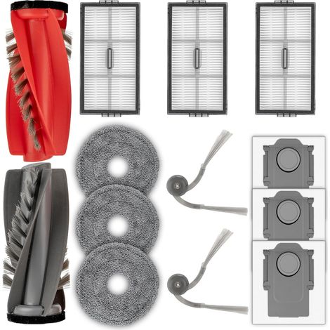 (13 Pezzi) Saros 10R Ricambi per Aspirapolser Robot Roborock Saros 10R/Qrevo Curvx, 2 Spazzole a Rullo, 2 Spazzole Laterali, 3 Sacchetti per Polvere, 3 Filtri HEPA, 3 Panni di Pulizia (1/5)