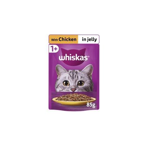 Whiskas 1+ Adult Wet Cat Food Pouches in Jelly with Chicken - 85g - 811954