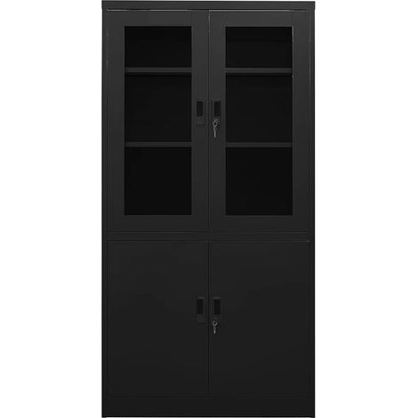 Armadio per Ufficio Nero 90x40x180 cm in Acciaio DAS846744 (1/5)