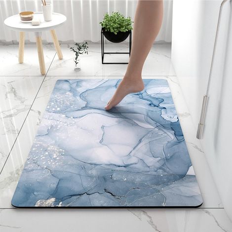 Tapis de Bain Absorbant, Tapis de Salle de Bain à Séchage Rapide Antidérapant, Résistant à l'usure Tapis de Salle, Tapis d'Entrée pour Salle De Bain, Cuisine, Chambre(Motif en Marbre) (1/5)