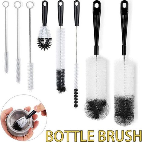 Set di spazzole per cannucce in nylon, pulitore per bottiglie, tubi di vetro, piccole e lunghe (1/5)