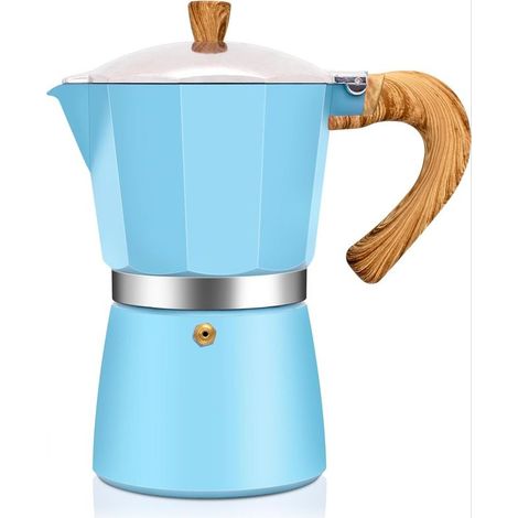 Aluminum Espresso Stovetop Moka Pot Express Coffee Maker Percolator Italian Classic Mocha Coffee Machine for Italian and Cuban Cafe Brewing, 300ml 6 Cup bleu
