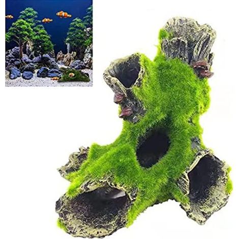 Aquarium Tronc d'arbre DéCoration, RéSine pour DéCoration Fish Tank, pour Cacher Les Crevettes et Les Poissons Paysage Roche Cacher Arbre de Grotte Aquarium DéCoration(A) (1/5)