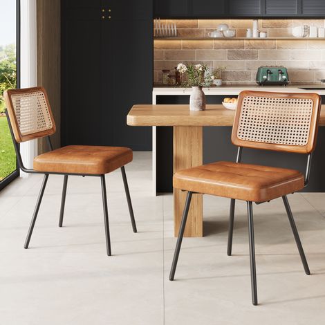Esszimmerstuhl ergonomisch mit PU-Sitz 150 kg Braun OKMYHOME (1/5)