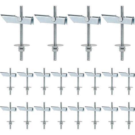 20 Pièces M6x100mm Chevilles à Bascule Poids Lourd Cheville Parpaing Creux en Acier Galvanisé au Carbone pour Pour Suspendre des Objets Lourds au Plafond ou Au mur