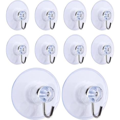 10 ganchos de ventosa transparentes y extraíbles para toallas de baño, cocina y ducha - Accesorios de pared (45 mm)
