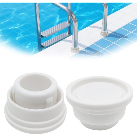 2-teiliges Poolleiter-Schutzset – Weiß – Rutschfestes Gummi – Wandschutz und Sicherheit – Für Aufstellpools – 3,9 x 3,3 x 6 cm (1/5)