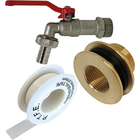 Raccordo in ottone per vasca in plastica + rubinetto a leva - Raco Expert