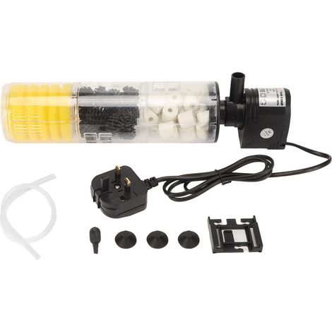 Filtro interno impermeable 3 en 1 para acuarios con ventosas: bomba de oxígeno y triple filtración, fabricado en plástico. (1/5)