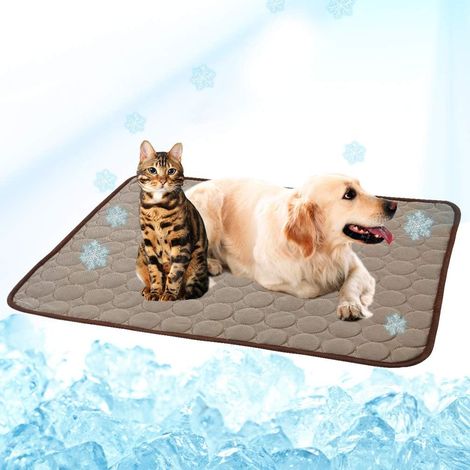 Tapis rafraîchissant pour chiens et chats, couverture auto-rafraîchissante en soie glacée pour animaux de compagnie, idéale pour les paniers, niches, canapés, sièges auto et sols. (1/5)