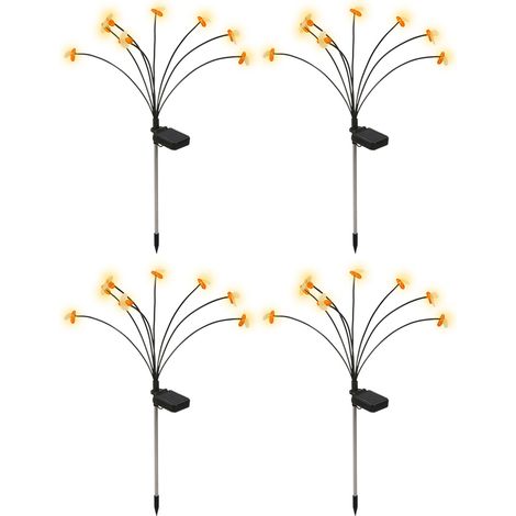 Lot 4 lampes prise terre solaires – 8 têtes lumière chaude – abeille – jardin décoratif – flottant – extérieur