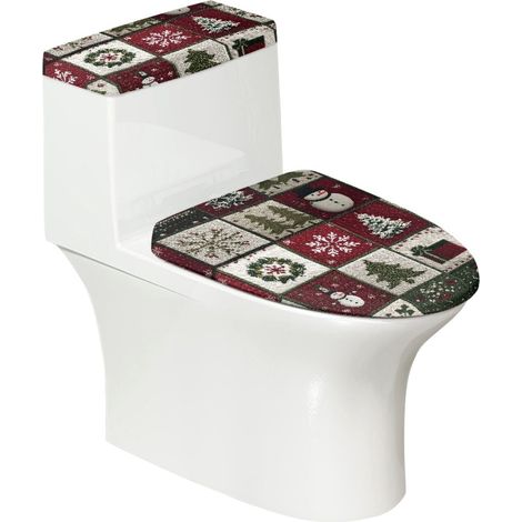 Housse De Chasse-d-Eau Ronde - Housse Pour Couvercle De Toilette Et Réservoir - Polyester Élastique - Universelle - Lot De 2 Pièces (1/5)