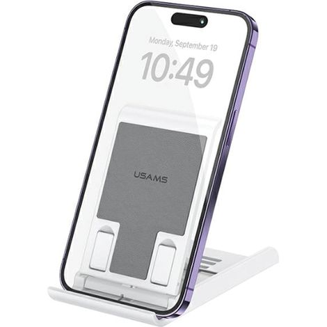 Support de bureau pliable USAMS pour téléphone/tablette blanc ZJ073ZJ02 (US-ZJ073)