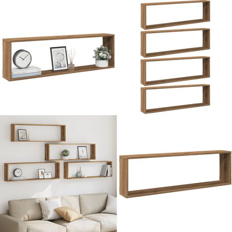 vidaXL Würfel-Wandregale 4 Stk. Artisan-Eiche 100x15x30 Holzwerkstoff (1/5)