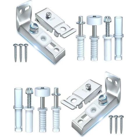 Lot de 2 kits de quincaillerie pour porte pliante avec rail de guidage en acier inoxydable et nylon pour placard coulissant, armoire (1/5)