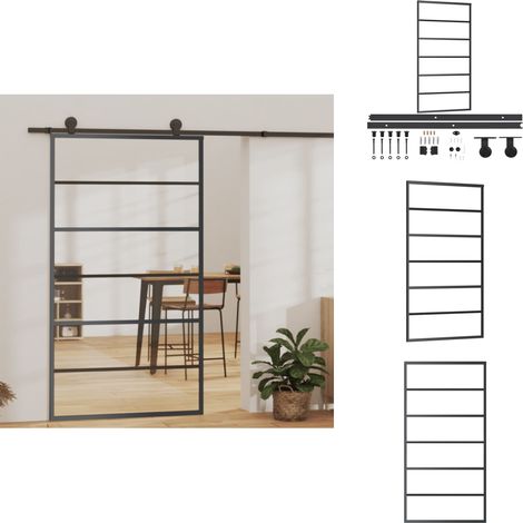 Porte coulissante et quincaillerie Verre et Aluminium 102x205cm - Portes Coulissantes - Porte Vitrée - Porte Aluminium - Portes Intérieures - Kit De Quincaillerie (1/5)