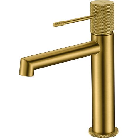 Rubinetto lavabo monocomando, rubinetti bagno per acqua calda/fredda Colore Oro Spazzolato (1/3)