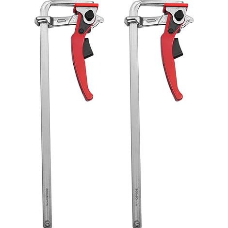 Lot de 2 serre-joints à fermeture rapide - Rouge - Pince de guidage à cliquet - Force de serrage 180 kg - Pour systèmes de rails de guidage - Table MTF (1/5)