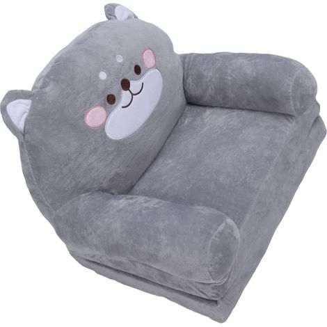 Jeffergarden – Canapé enfant pliable gris chien – Tissu doux et respirant – Large poignée – Pour lecture et détente – Facile à nettoyer (1/5)