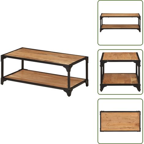 Couchtisch 90x45x35 cm Massivholz Akazie - Holz Couchtisch - Akzenttisch - Wohnzimmertisch - Vintage Stil - Massives Akazienholz (1/5)
