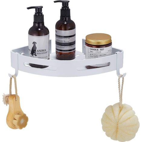 Etagère D'Angle Pour Salle De Bain - Support Adhésif Sans Perçage En Aluminium Spatial - Pour Douche Toilette Cuisine - 1 Pièce (1/5)