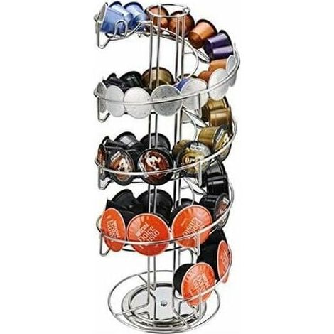 Coffee capsule holder – 43 x 18 cm, rotating capsule holder for 36 capsules for Nespresso and Dolce Gusto, scratch-resistant base, grey finish (1/4)