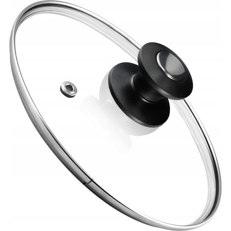 KADAX Topfdeckel, Universaldeckel aus Glas mit Schwarz und Silber Griff, 22 cm (1/5)