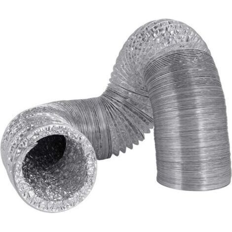 100mm Tuyau d'Evacuation Flexible en Double Aluminium pour Salle de bain, Cuisine, Sèche-linge - 2m (ø100mm2m/Argent) (1/5)