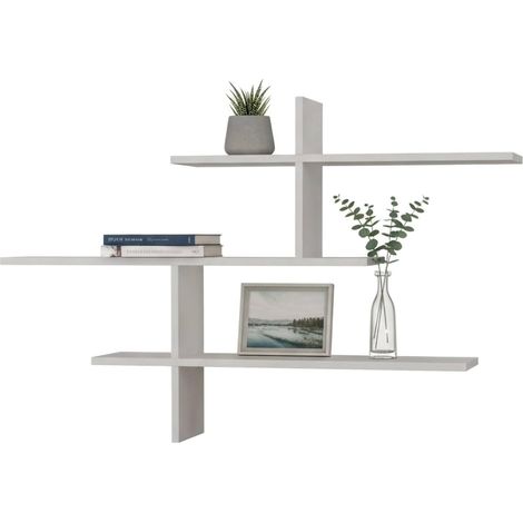 Étagère Murale, Étagère, Tablette Murale, Rayonnage Polyvalent, 123x22 h81 cm, Blanc (1/4)