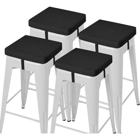 Coussins antidérapants pour tabouret de bar - Ensemble de 4 petits coussins de chaise carrés avec cordons - Coussins de siège de tabouret de bar carrés avec housse lavable en machine 30,5 cm (1/5)