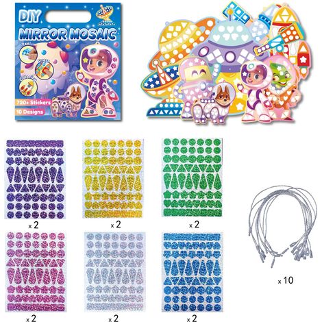 Kit de 3 autocollants mosaïque miroir pour enfants, papier aluminium, bricolage, autocollant DCTZ062 - Autocollants mosaïque astronaute (1/5)