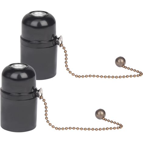 Retro 2×E27 Lampenfassung mit Zugkette Wasserdichte Lampenfüße Edison Vintage Glühbirnenfassung Schraube Glühbirne Adapter für Glas Bankers Schreibtischlampe Stehlampe Wandleuchten (1/4)