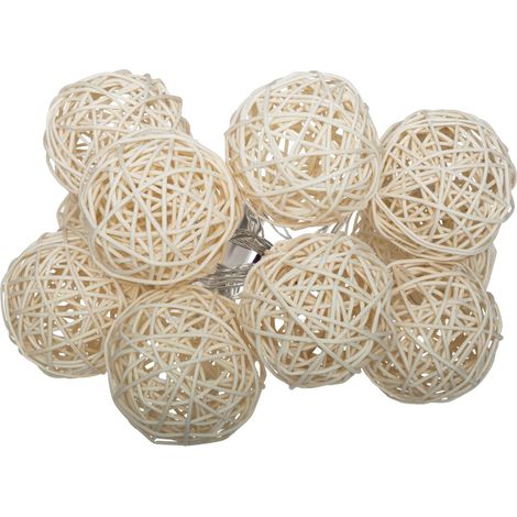 Lichterkette aus Rattan, batteriebetrieben, 10 LED, 162 cm
