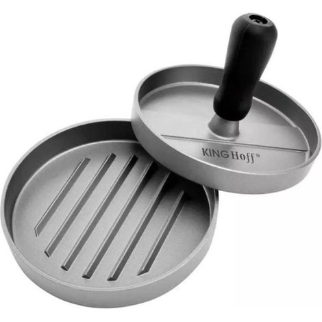 Presse À Hamburger - Aluminium Antiadhésif - Motif Strié - Diamètre 12 Cm - Hauteur 9,5 Cm - Profondeur 2 Cm - 1 Pièce (1/5)