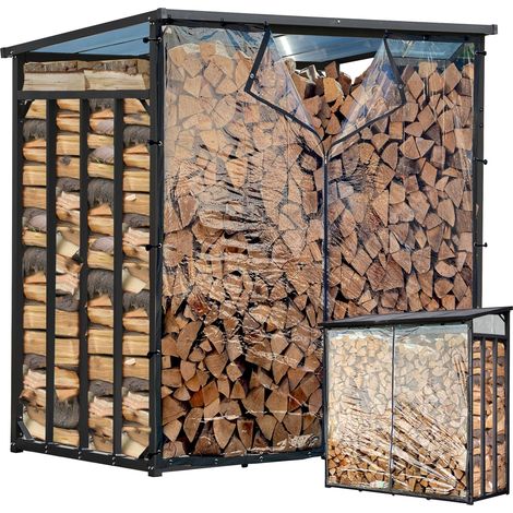 Wetterschutz Set Front- & Rückwand für Kaminholzregal 143 x 145 cm, PVC Transparent